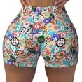 thumbnail image 1 of KLL Colored Casino Chips Pattern Workout Shorts for Women Scrunch Short Gym Yoga Running Sport Active Exercise Fitness Shorts, 1 of 5