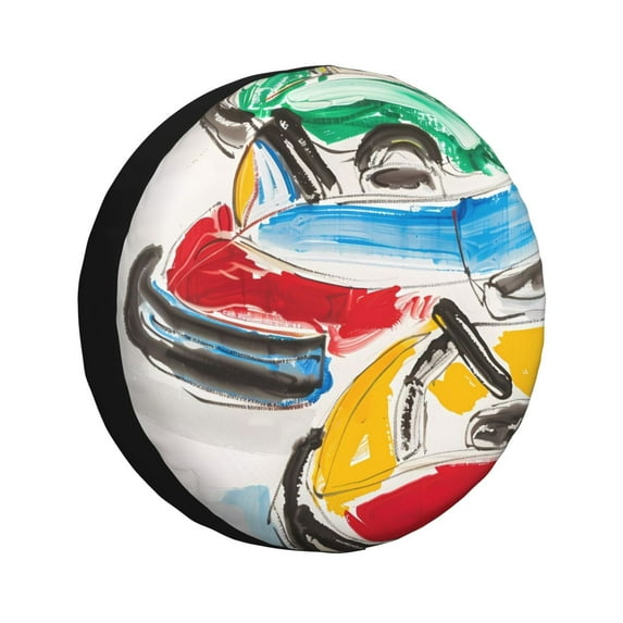 KLL Colorful Abstract Bumper Cars Pattern 14-17 inch Spare Tire Cover Universal Wheel Protector for Truck SUV Trailer Camping Rv Tire Covers-17 inch