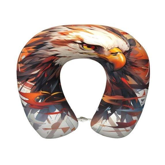 KLL Colorful Abstract Eagle Pattern Memory Foam Cervical Neck Pillow Versatile U-Shaped Pillows for Home/Office/Camping/Travelling/Soft Washable Cover