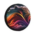 thumbnail image 1 of KLL Colorful Abstract Wave Motion Pattern 14-17 inch Spare Tire Cover Universal Wheel Protector for Truck SUV Trailer Camping Rv Tire Covers-15 inch, 1 of 6
