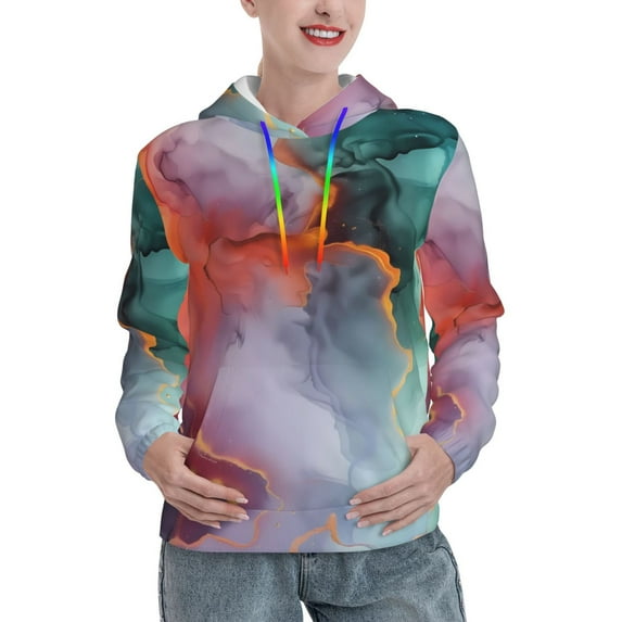 KLL Colorful Abstract Waves for Womens Pullover Hoodie with Pocket Hooded Long Sleeve Shirts Sweatshirt for Women-Medium