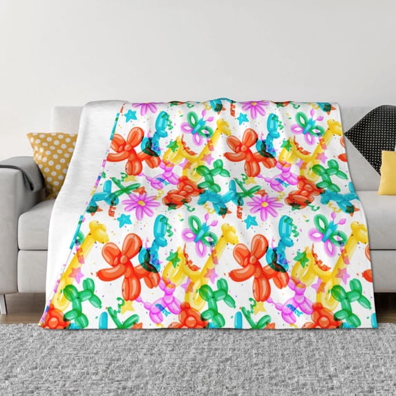 KLL Colorful Air Balloons Print Fleece Throw Blanket, Horizontal Fleece Bedding Cute Soft Blankets Comfy Fleece Flannel Plush Home Decor for Couch & Bed -40"x30"