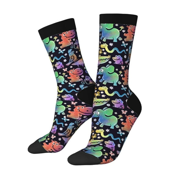 KLL Colorful Animals Print Cool Socks Men's Women's Crew Socks Funny Crazy Novelty Stockings