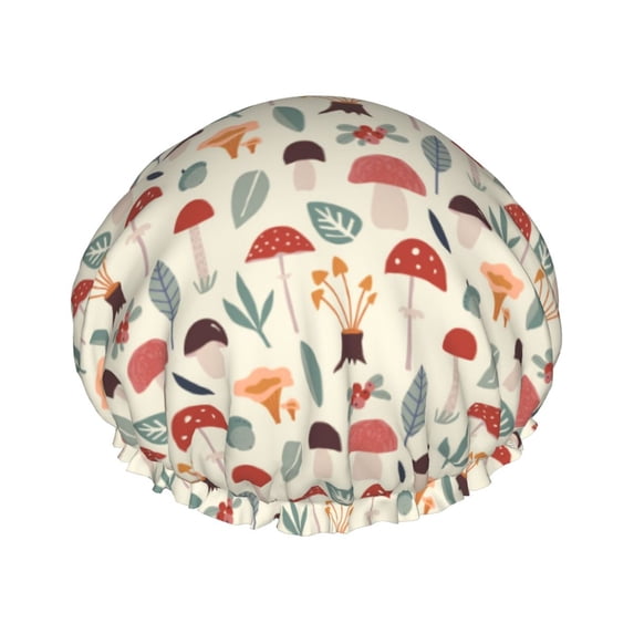 KLL Colorful Autumn Pattern Shower Cap & Bath Cap for Women,Reversible Oversized Waterproof Shower Caps for all Hair Lengths,Elastic Reusable Bathing Hair Cap