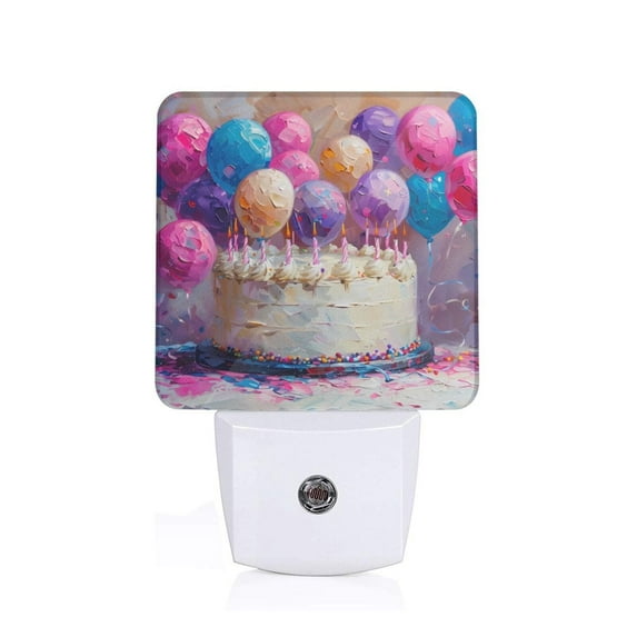 KLL Colorful Balloon Cake Celebration for Night Lights,Auto Sensor Night Lamp Plug in Night Light with Dusk-to-Dawn Light Sensor LED Nightlightfor Adults & Kids Room/Bedroom/Hallway