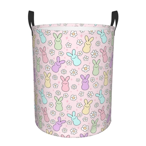 KLL Colorful Bunny Waterproof Foldable Laundry Hamper Bucket with Handles for Storage Bin,Kids Room,Home Organizer (Medium )
