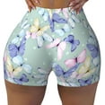 thumbnail image 1 of KLL Colorful Butterfly Pattern Workout Shorts for Women Scrunch Short Gym Yoga Running Sport Active Exercise Fitness Shorts, 1 of 8