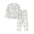 thumbnail image 1 of KLL Colorful Butterfly Print Women's Long Sleeve Pajamas with Pants Sleepwear Loungewear 2 Set-Large, 1 of 7