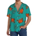 thumbnail image 1 of KLL Colorful Crab Print Men's Shirt Short Sleeve Button Down Summer Cuba Beach Shirts- Small, 1 of 5