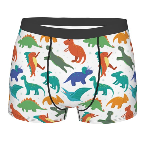 KLL Colorful Dinosaur Men's Cotton Boxer Briefs Underwear-X-Large