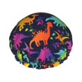 thumbnail image 1 of KLL Colorful Dinosaur Pattern Shower Cap & Bath Cap for Women,Reversible Oversized Waterproof Shower Caps for all Hair Lengths,Elastic Reusable Bathing Hair Cap, 1 of 6