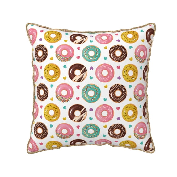 KLL Colorful Donuts Decorative Throw Pillow Covers Velvet Soft for Couch Sofa Bedroom Living Room Outdoor (No pillow core)- 16"x16"