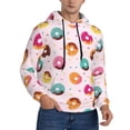 thumbnail image 1 of KLL Colorful Donuts Print Mens Hoodie Long Sleeve Casual Pullover Hooded Sweatshirt Fashion Drawstring Hoodies with Pocket-XX-Large, 1 of 6