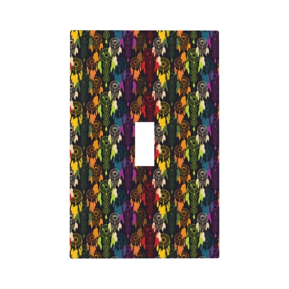 KLL Colorful Dreamcatcher Pattern Electrical Outlet Covers, 3" x 5" 1 Pack Electric Receptacle Plug Covers for Decorator Receptacle Outlet & Switch-Style T