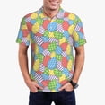 thumbnail image 1 of KLL Colorful Easter eggs Print Men's Short Sleeve Golf Polo,Three-Button Polo Shirts Summer Fashion Golf Shirt-XX-Large, 1 of 6