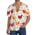 thumbnail image 1 of KLL Colorful Flower Chickens Print Men's Shirt Short Sleeve Button Down Summer Cuba Beach Shirts- XX-Large, 1 of 5