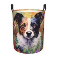 thumbnail image 1 of KLL Colorful Flower Dog Waterproof Foldable Laundry Hamper Bucket with Handles for Storage Bin,Kids Room,Home Organizer (Medium ), 1 of 7