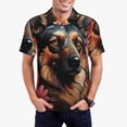 thumbnail image 1 of KLL Colorful Flower German Shepherd Print Men's Short Sleeve Golf Polo,Three-Button Polo Shirts Summer Fashion Golf Shirt-Large, 1 of 6