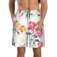 thumbnail image 1 of KLL Colorful Flowers Men's Casual Summer Beach Shorts Hawaiian Shorts with Pockets-Medium, 1 of 5
