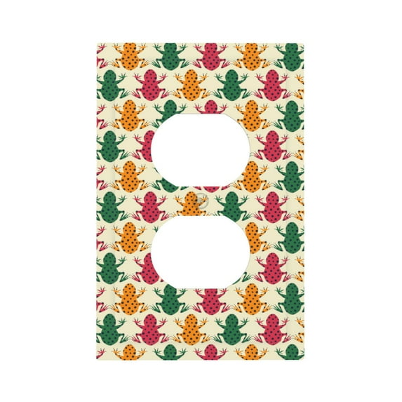 KLL Colorful Frogs Pattern Electrical Outlet Covers, 3" x 5" 1 Pack Electric Receptacle Plug Covers for Decorator Receptacle Outlet & Switch-Style S