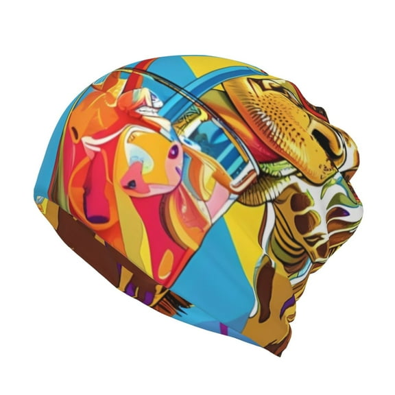 KLL Colorful Giraffes with Drinks Pirnt Wicking Running Beanie Head Wrap Cycling Bandana for Men Women
