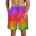 thumbnail image 1 of KLL Colorful Glitter Men's Casual Summer Beach Shorts Hawaiian Shorts with Pockets-Large, 1 of 5