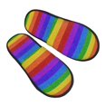 thumbnail image 1 of KLL Colorful Glitter Rainbow Slippers for Women Men House Slip on Indoor Outdoor Bedroom Furry Fleece Lined Ladies Comfy Anti-Skid Rubber Hard Sole-Large, 1 of 8