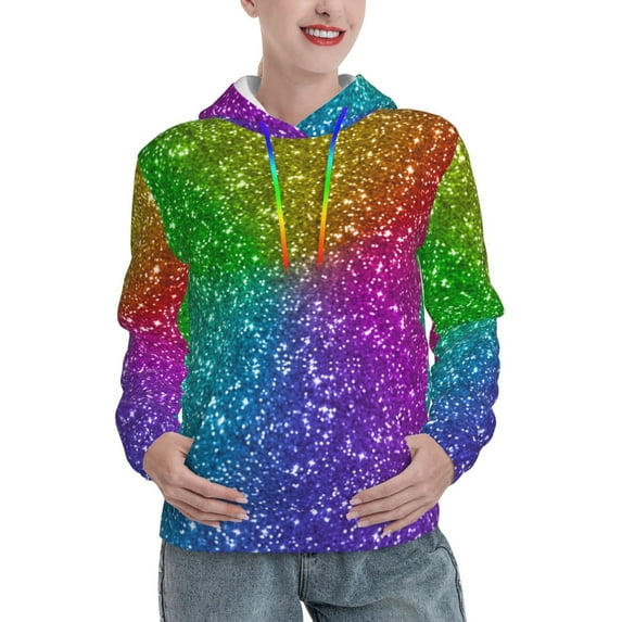 KLL Colorful Glitter for Womens Pullover Hoodie with Pocket Hooded Long Sleeve Shirts Sweatshirt for Women-Medium