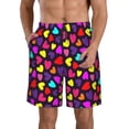thumbnail image 1 of KLL Colorful Hearts Men's Casual Summer Beach Shorts Hawaiian Shorts with Pockets-3X-Large, 1 of 5