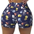 thumbnail image 1 of KLL Colorful Jellyfish Pattern Workout Shorts for Women Scrunch Short Gym Yoga Running Sport Active Exercise Fitness Shorts, 1 of 8