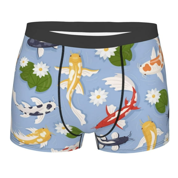 KLL Colorful Koi Fish Men's Cotton Boxer Briefs Underwear-Medium