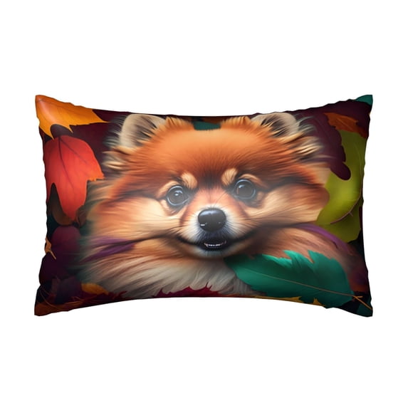 KLL Colorful Leaf Chihuahua Pattern Silk Pillowcase for Hair and Skin Standard Size 20"X 30" Soft Breathable Pillow Covers for Sleeping