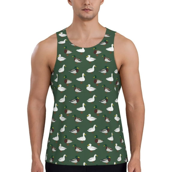 KLL Colorful Mallard Duck Print Men's Muscle Gym Workout Stringer Tank Tops Bodybuilding Fitness T-Shirts Tank Tops Men-3X-Large