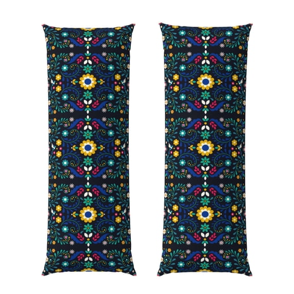 KLL Colorful Mexican Flower Pattern Long Body Pillow Cover,20x60 Body Pillow Cases,Soft Brushed Microfiber Invisible Zipper Design-Pillow core not included