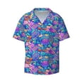 thumbnail image 1 of KLL Colorful Mushrooms Print Men's Shirt Short Sleeve Button Down Summer Cuba Beach Shirts- Large, 1 of 7