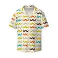 thumbnail image 1 of KLL Colorful Mustache Print Men's Shirt Short Sleeve Button Down Summer Cuba Beach Shirts- XX-Large, 1 of 7