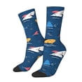 thumbnail image 1 of KLL Colorful Ocean Shark Print Cool Socks Men's Women's Crew Socks Funny Crazy Novelty Stockings, 1 of 6