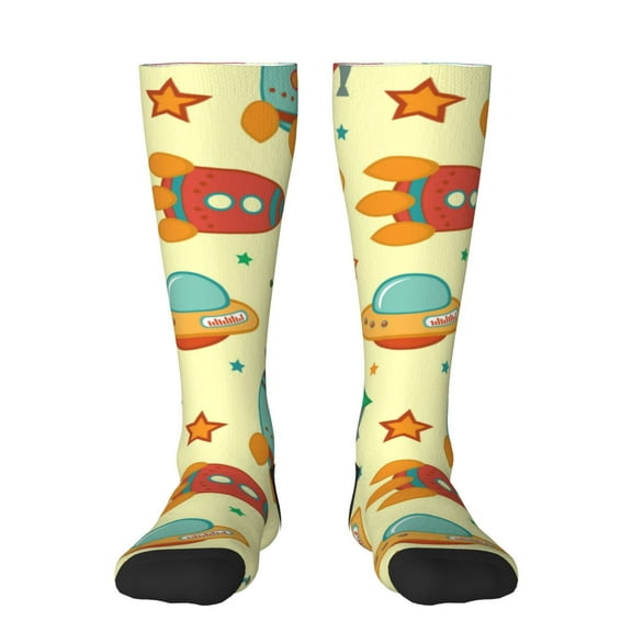 KLL Colorful Outer Space Print Cool Socks Men's Women's Crew Socks Funny Crazy Novelty Stockings
