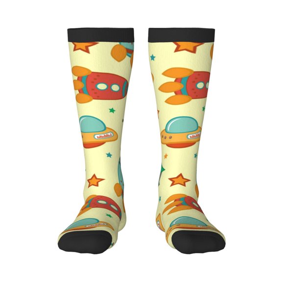 KLL Colorful Outer Space Print Cool Socks Men's Women's Crew Socks Funny Crazy Novelty Stockings
