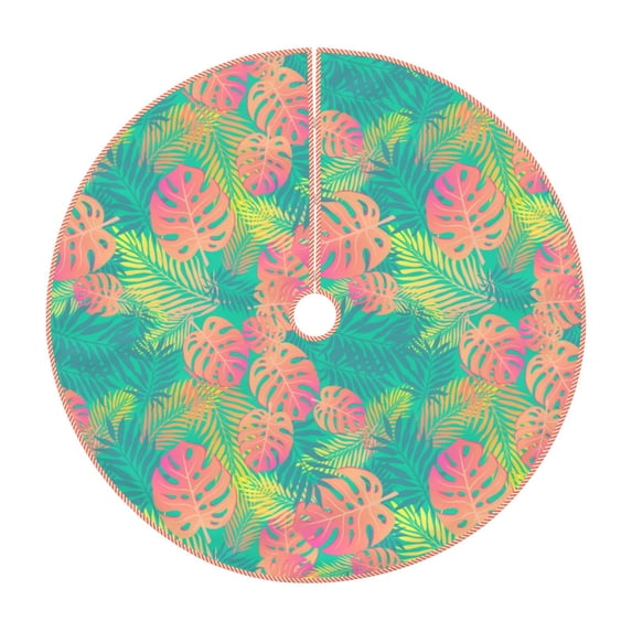 KLL Colorful Palm Leaves Christmas Tree Skirt 48" ,Party Decorations Farmhouse for Christmas Decorations Holiday Party