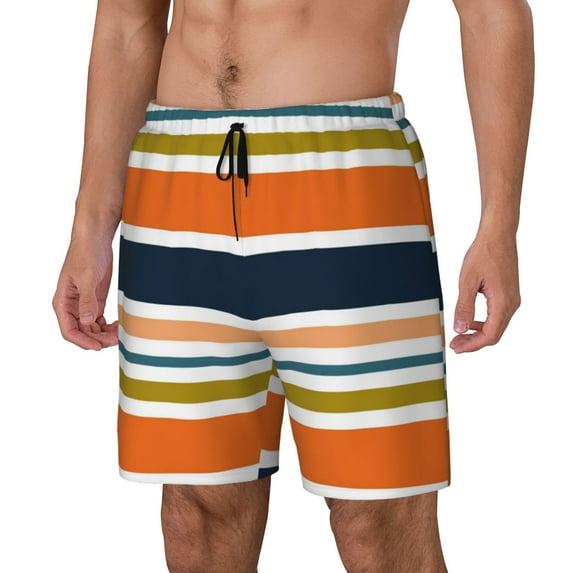 KLL Colorful Pastel Stripes for Mens Swim Trunks Quick Dry Swim Shorts with Built-in Compression Liner Funny Swimwear Bathing Suits-XX-Large