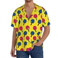 thumbnail image 1 of KLL Colorful Ping Pong Print Men's Shirt Short Sleeve Button Down Summer Cuba Beach Shirts- Large, 1 of 5