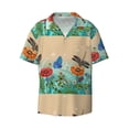 thumbnail image 1 of KLL Colorful Plants And Insects Print Men's Shirt Short Sleeve Button Down Summer Cuba Beach Shirts- 3X-Large, 1 of 7