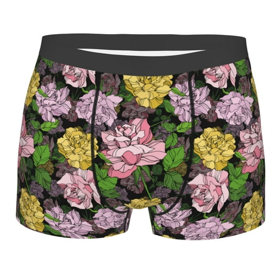 KLL Colorful Roses Men's Cotton Boxer Briefs Underwear-Small