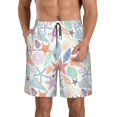 thumbnail image 1 of KLL Colorful Seashells Men's Casual Summer Beach Shorts Hawaiian Shorts with Pockets-XX-Large, 1 of 5