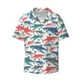 thumbnail image 1 of KLL Colorful Shark Print Men's Shirt Short Sleeve Button Down Summer Cuba Beach Shirts- X-Large, 1 of 7