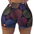 thumbnail image 1 of KLL Colorful Shells Pattern Workout Shorts for Women Scrunch Short Gym Yoga Running Sport Active Exercise Fitness Shorts, 1 of 8