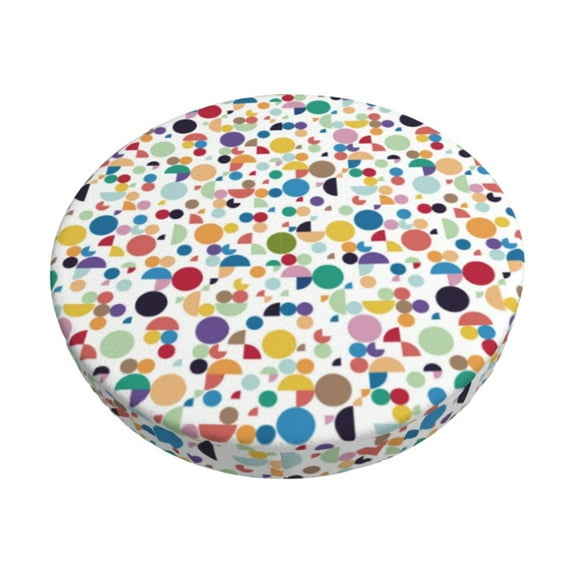 KLL Colorful Spots Round Bar Chair Cushion Cover 14 inch ,Bar Stool Protector with Elastic, Soft Washable