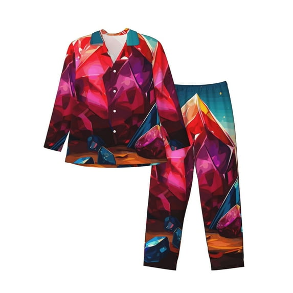 KLL Colorful Stone World Sleepwear Mens Flannel Pajamas,Long Cotton Pj Set