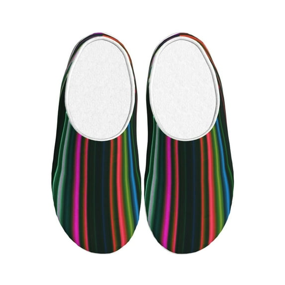 KLL Colorful Stripes Pattern Adult Unisex Cozy Slippers,Fuzzy Slip-on Slippers TPR Sole Slippers Comfort Plush Home Footwear for Indoor & Outdoor-